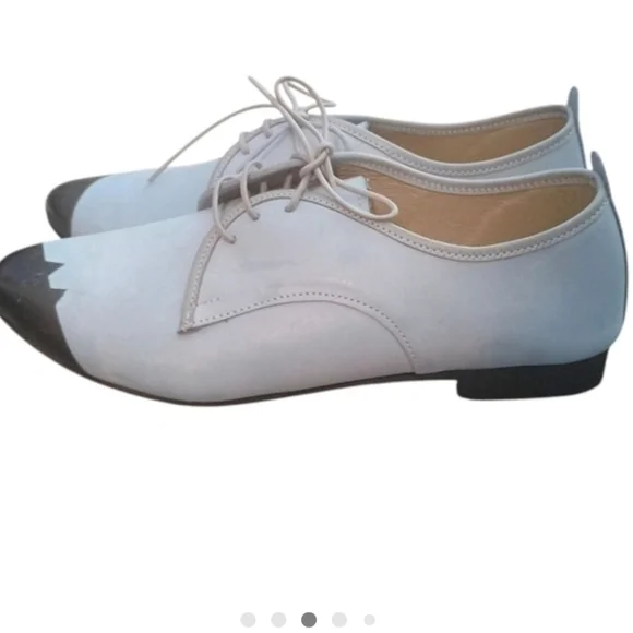 Banji Blue Black Toe Leather Lace Up Oxfords Size 38 US 7.5 Artsy Avant Garde - Picture 4 of 8